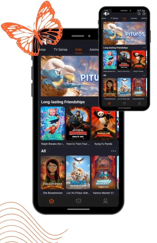 Magis TV ejecutándose en smartphone y tablet con la interfaz de canales en vivo